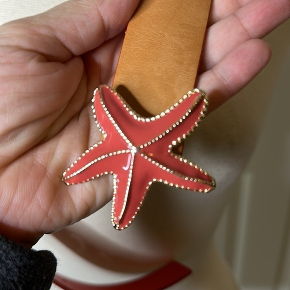 Talbots Leather Reversible Starfish Belt in Tan Orange Gold - Picture 5 of 7